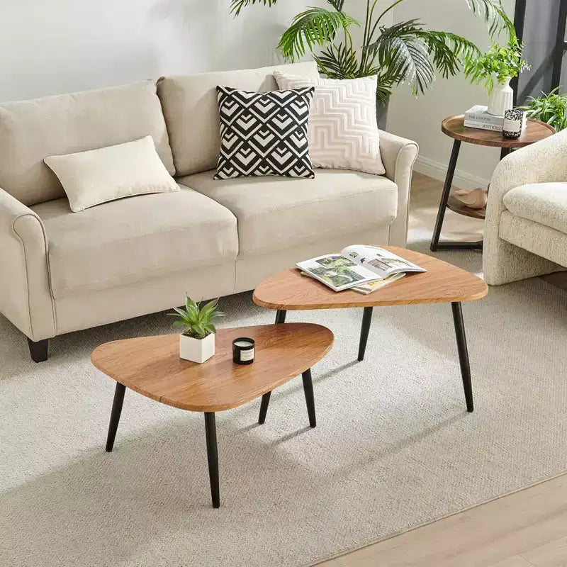 Tavolino da caffè modulare semicircular Aurora asimmetrico moderno ovale a goccia, 18,50x29,5