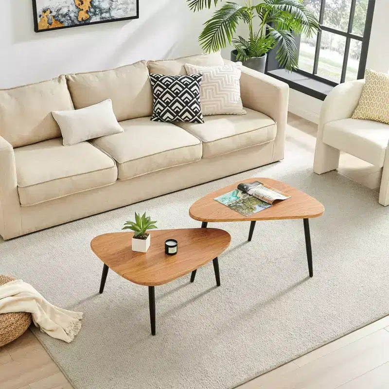 Tavolino da caffè modulare semicircular Aurora asimmetrico moderno ovale a goccia, 18,50x29,5