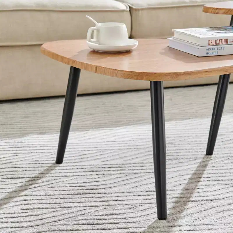 Tavolino da caffè modulare semicircular Aurora asimmetrico moderno ovale a goccia, 18,50x29,5