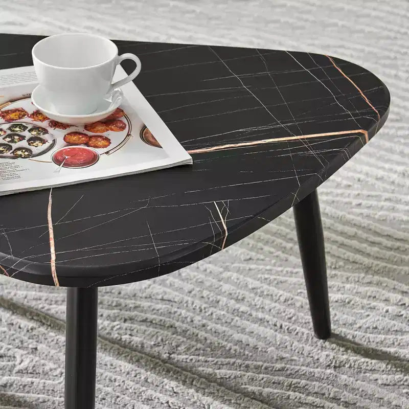 Tavolino da caffè modulare semicircular Aurora asimmetrico moderno ovale a goccia, 18,50x29,5