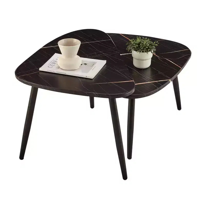 Tavolino da caffè modulare semicircular Aurora asimmetrico moderno ovale a goccia, 18,50x29,5
