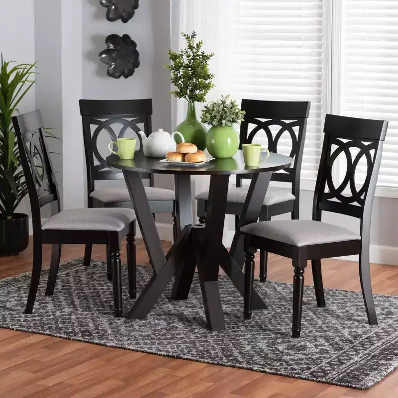 Baxton Studio Angie Modern Fabric Wood Dining Set