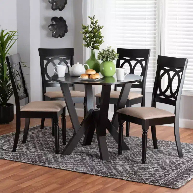Set da pranzo moderno Baxton Studio Angie in tessuto e legno