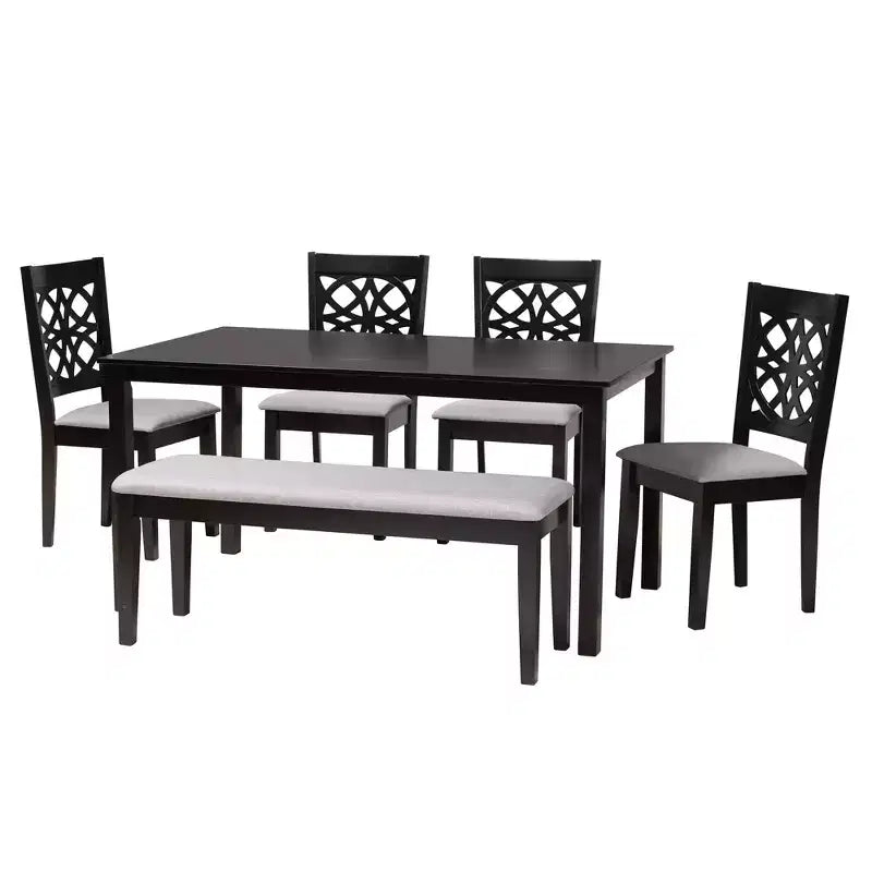 Set da pranzo Baxton Studio Abigail moderno in tessuto e legno