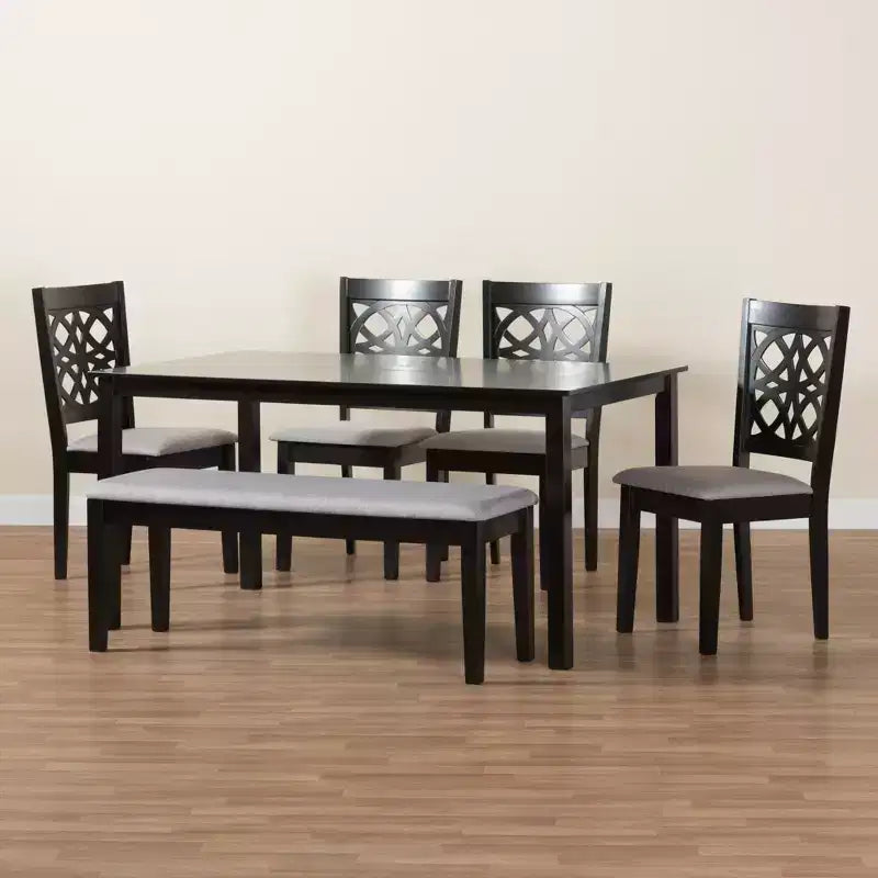 Set da pranzo Baxton Studio Abigail moderno in tessuto e legno