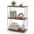Costway 1/2 PCS 3-Tier Multipurpose Display Rack Freestanding Bookcase with Metal Frame Walnut