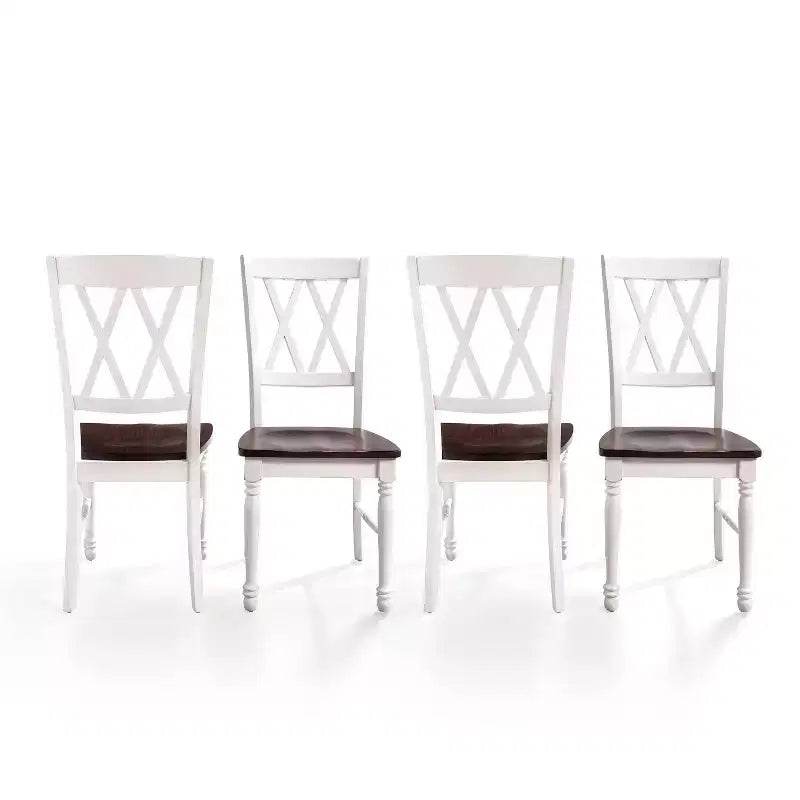 Sedie da pranzo X-Back in legno di gomma – Set da 4, senza braccioli