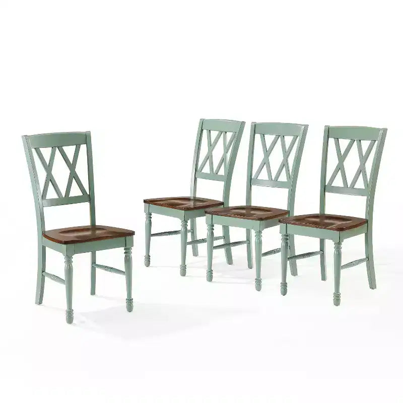 Sedie da pranzo X-Back in legno di gomma – Set da 4, senza braccioli