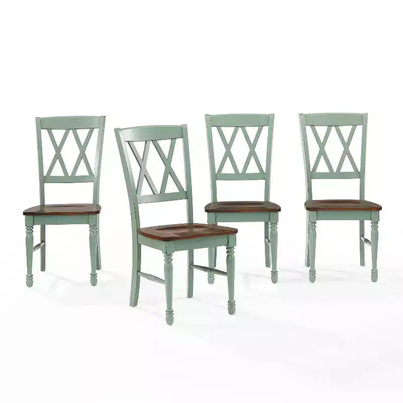 Sedie da pranzo X-Back in legno di gomma – Set da 4, senza braccioli