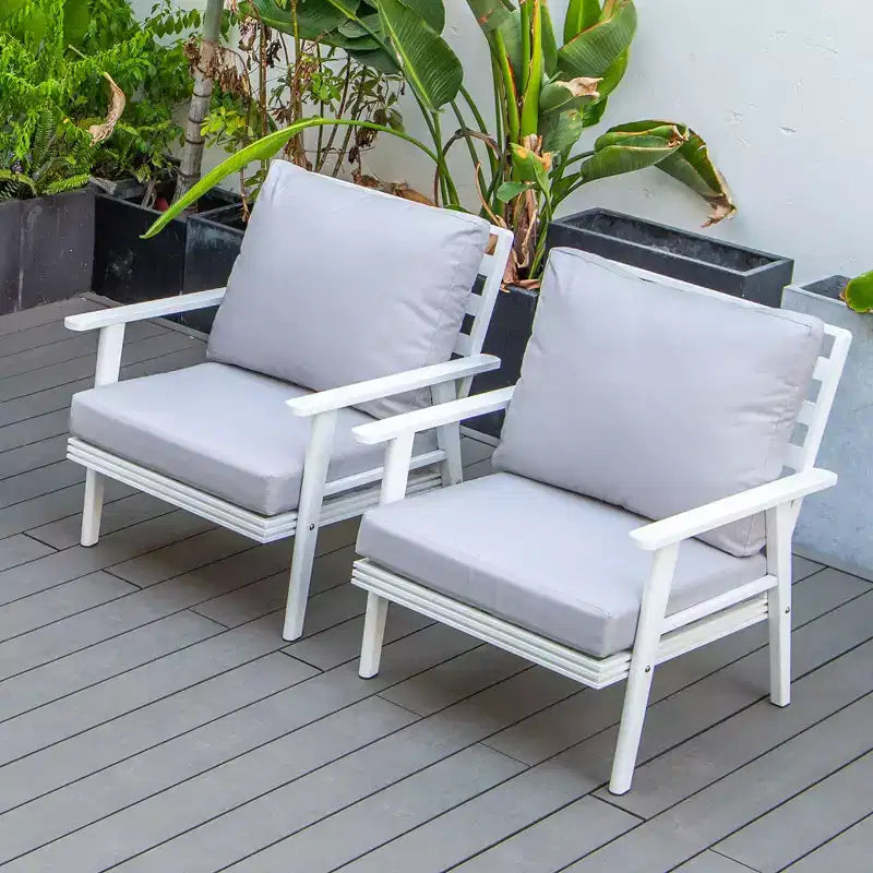 Poltrone da Esterno Moderne con Telaio in Alluminio Antiruggine e Cuscini Rimovibili – Set da 2