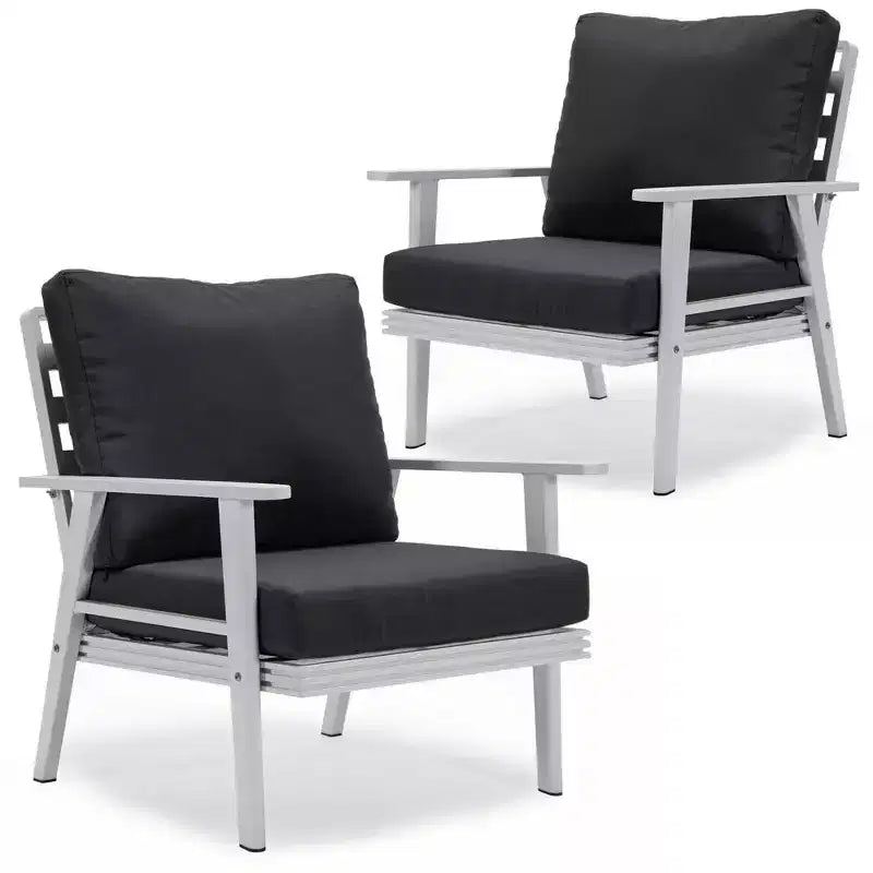Poltrone da Esterno Moderne con Telaio in Alluminio Antiruggine e Cuscini Rimovibili – Set da 2
