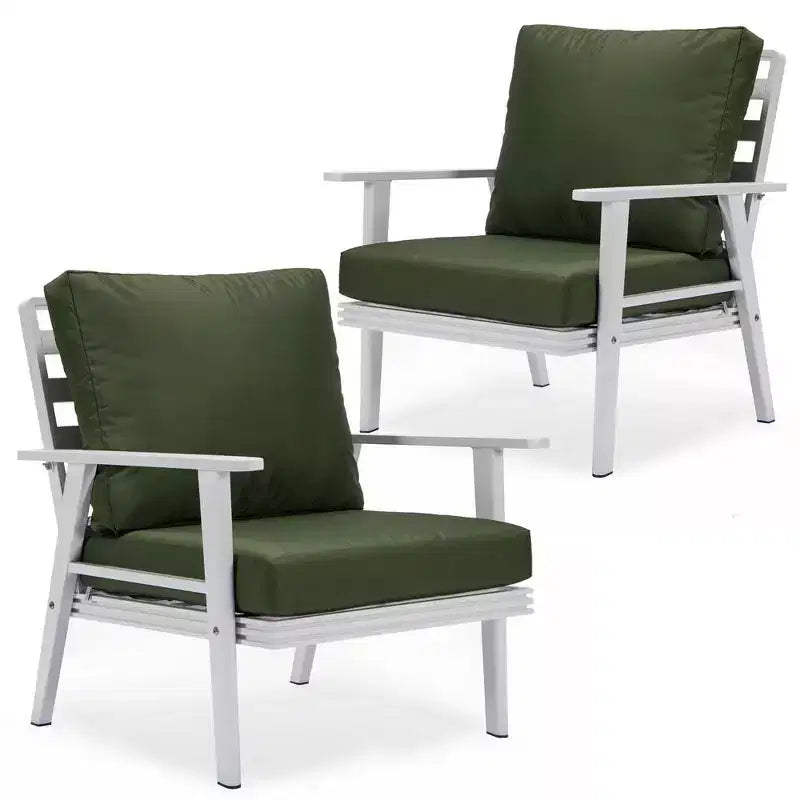 Poltrone da Esterno Moderne con Telaio in Alluminio Antiruggine e Cuscini Rimovibili – Set da 2