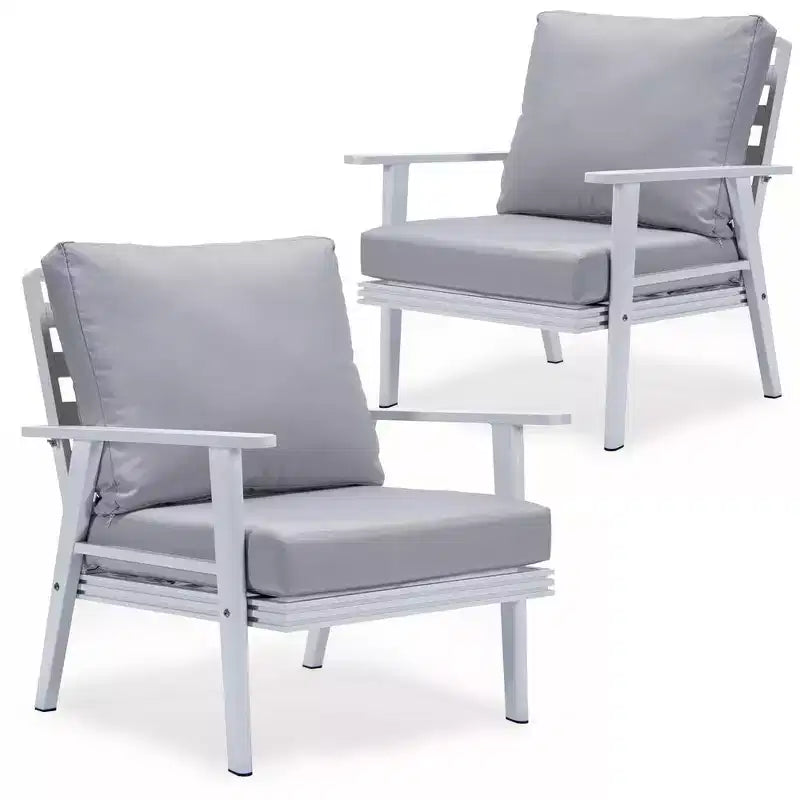 Poltrone da Esterno Moderne con Telaio in Alluminio Antiruggine e Cuscini Rimovibili – Set da 2
