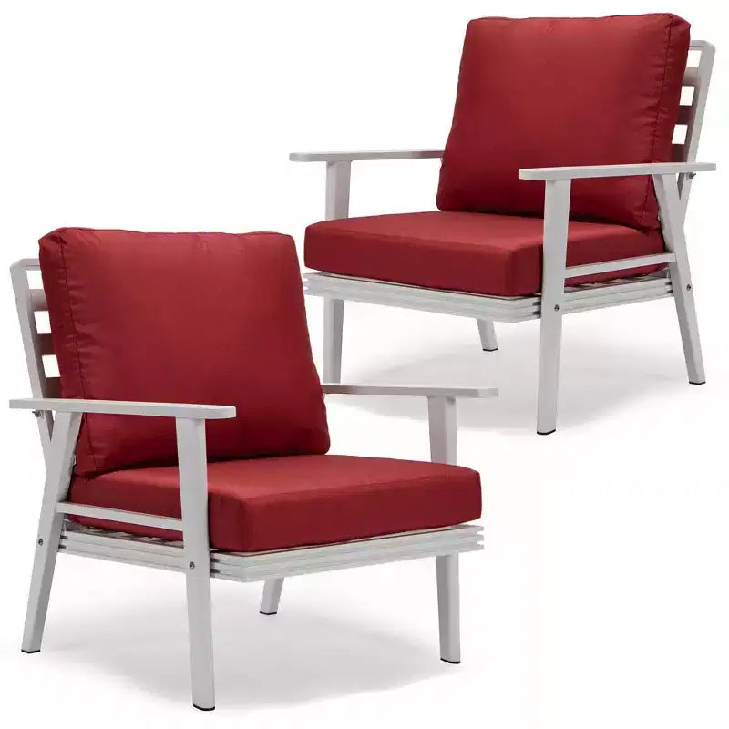Poltrone da Esterno Moderne con Telaio in Alluminio Antiruggine e Cuscini Rimovibili – Set da 2