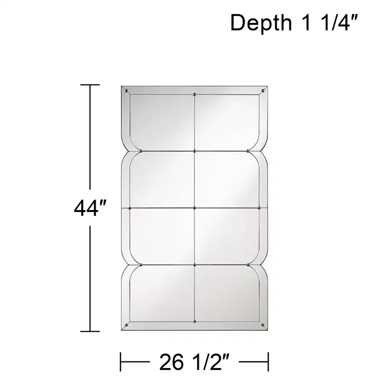 Specchio da parete curvo multi-pannello con punti dorati – 67,3 cm L x 111,7 cm H