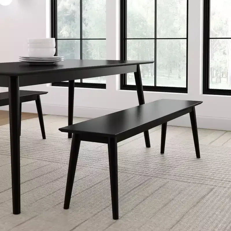 Panca da pranzo in pino massello Mid-Century Modern – 150 cm, 3 posti a sedere