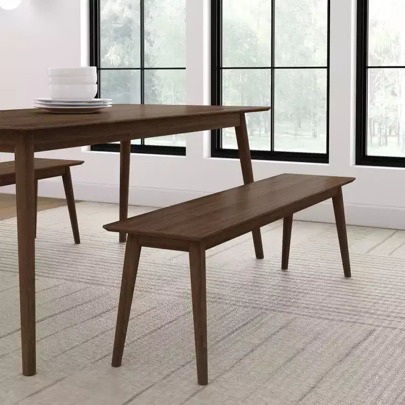 Panca da pranzo in pino massello Mid-Century Modern – 150 cm, 3 posti a sedere