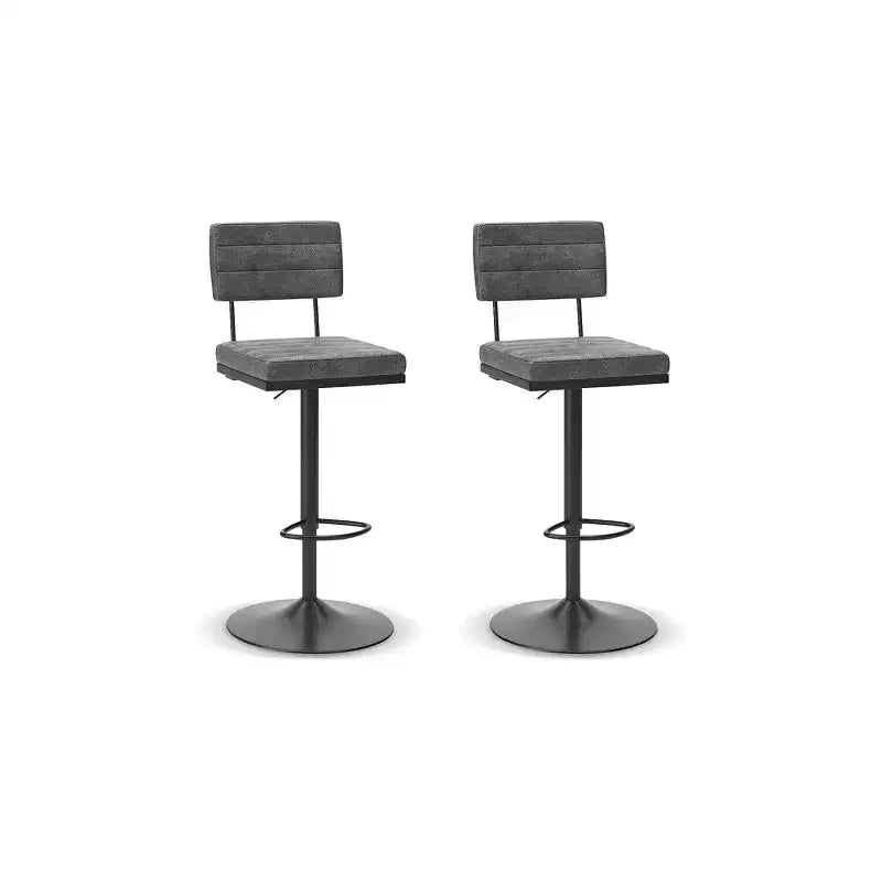 Sgabelli da bar girevoli regolabili in altezza con seduta in similpelle – Set da 2, grigio/nero