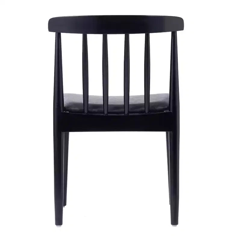Sedie da Pranzo in Legno Massello con Schienale a Fuso e Seduta in Vinile – Set da 2