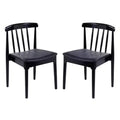Emma and Oliver Set of 2 Solid Wood Dining Chairs with Spindle Backrests and Vinyl Seats