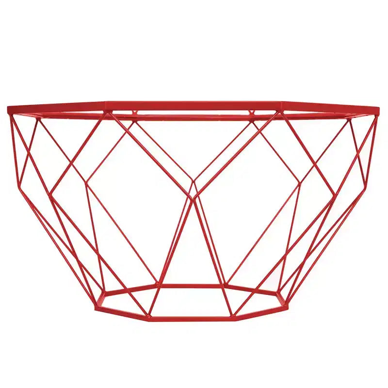 Tavolino da Caffè Moderno Ottagonale con Piano in Vetro e Struttura Geometrica in Ferro – 73 cm