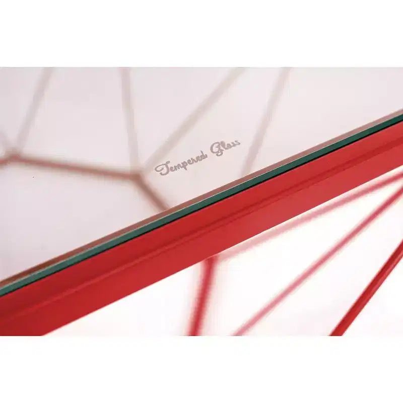 Tavolino da Caffè Moderno Ottagonale con Piano in Vetro e Struttura Geometrica in Ferro – 73 cm