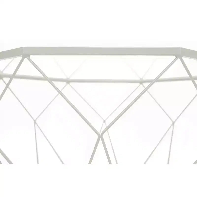 Tavolino da Caffè Moderno Ottagonale con Piano in Vetro e Struttura Geometrica in Ferro – 73 cm
