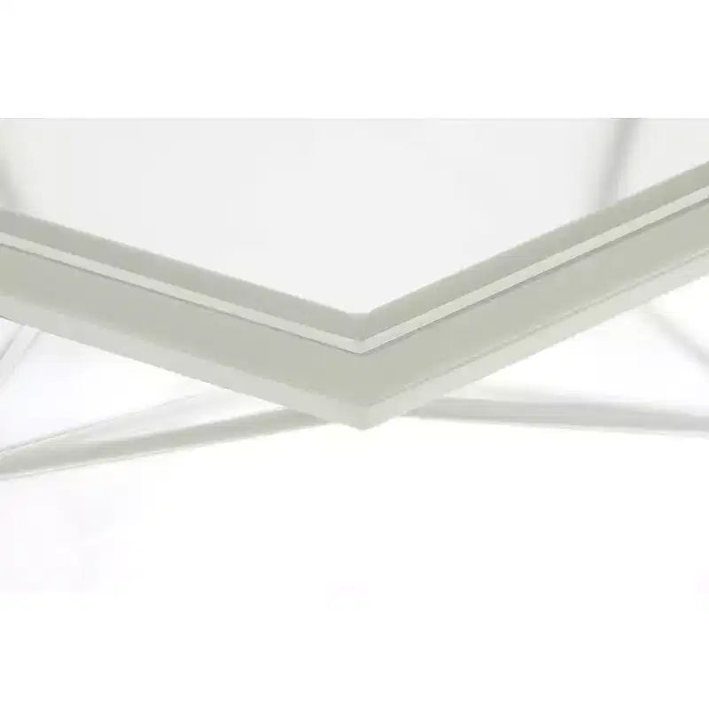 Tavolino da Caffè Moderno Ottagonale con Piano in Vetro e Struttura Geometrica in Ferro – 73 cm