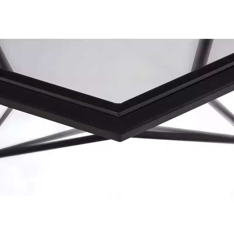 Tavolino da Caffè Moderno Ottagonale con Piano in Vetro e Struttura Geometrica in Ferro – 73 cm