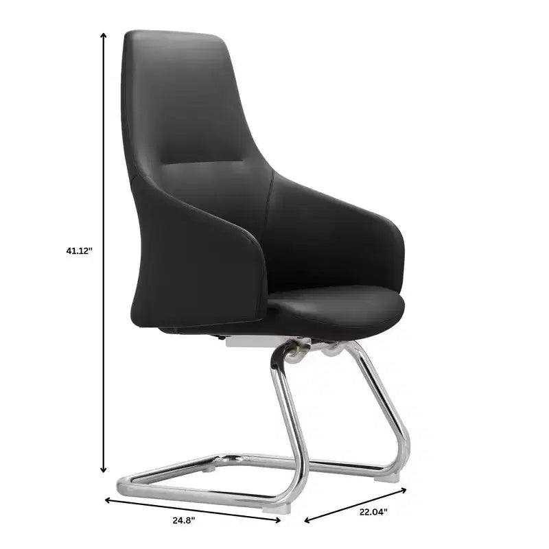Sedia da ufficio moderna in similpelle con base a slitta in ferro – Sedia ergonomica da scrivania e per ospiti