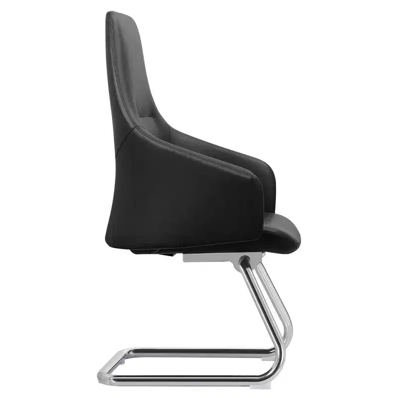 Sedia da ufficio moderna in similpelle con base a slitta in ferro – Sedia ergonomica da scrivania e per ospiti