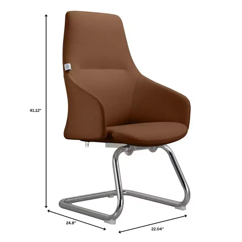 Sedia da ufficio moderna in similpelle con base a slitta in ferro – Sedia ergonomica da scrivania e per ospiti