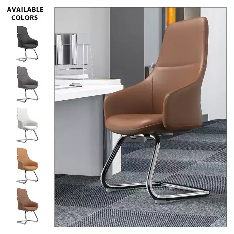 Sedia da ufficio moderna in similpelle con base a slitta in ferro – Sedia ergonomica da scrivania e per ospiti