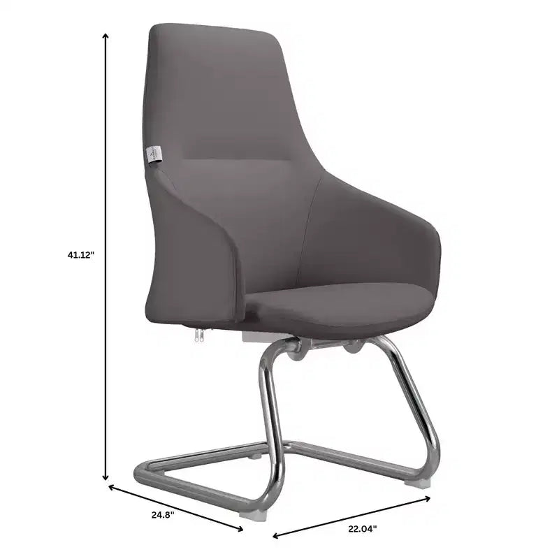 Sedia da ufficio moderna in similpelle con base a slitta in ferro – Sedia ergonomica da scrivania e per ospiti