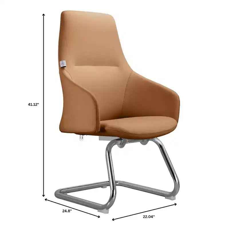 Sedia da ufficio moderna in similpelle con base a slitta in ferro – Sedia ergonomica da scrivania e per ospiti