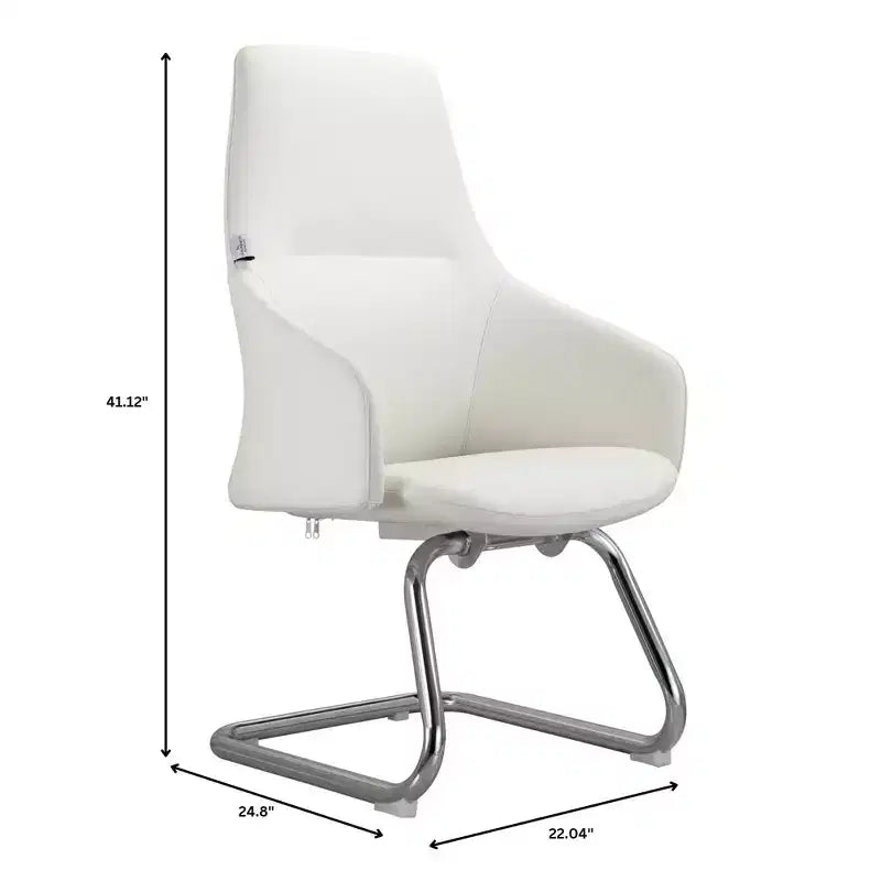 Sedia da ufficio moderna in similpelle con base a slitta in ferro – Sedia ergonomica da scrivania e per ospiti
