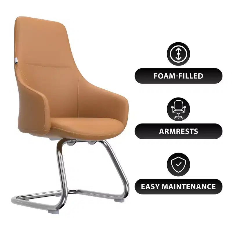 Sedia da ufficio moderna in similpelle con base a slitta in ferro – Sedia ergonomica da scrivania e per ospiti