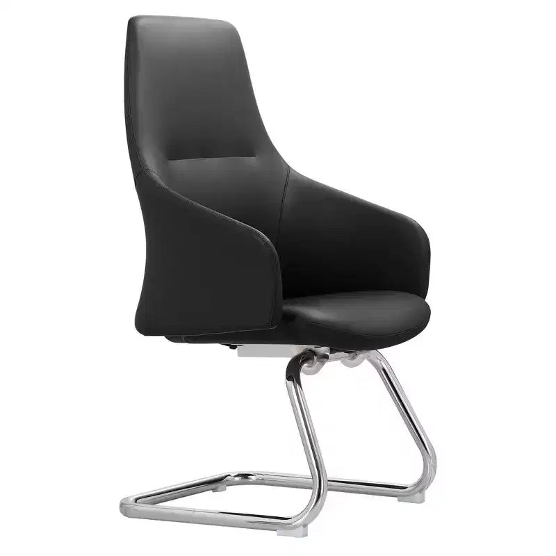 Sedia da ufficio moderna in similpelle con base a slitta in ferro – Sedia ergonomica da scrivania e per ospiti