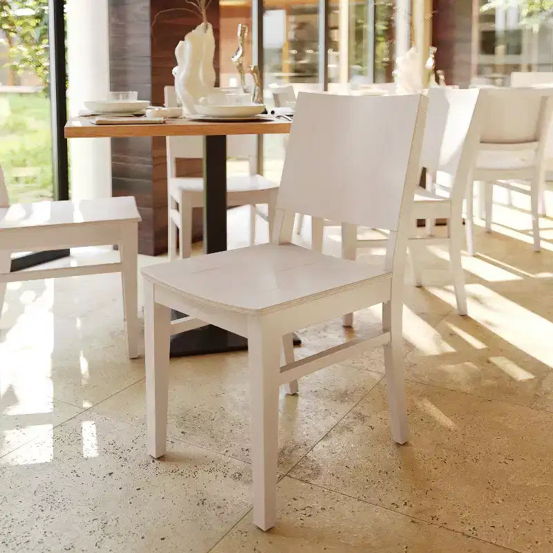 Sedie da pranzo in faggio massiccio di grado commerciale con schienali curvi – Set di 2