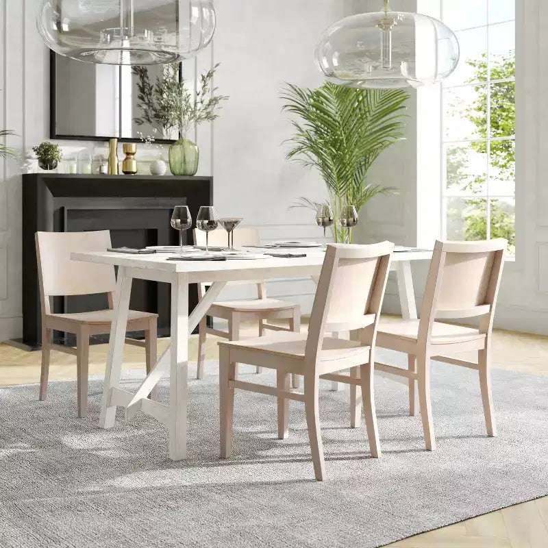 Sedie da pranzo in faggio massiccio di grado commerciale con schienali curvi – Set di 2