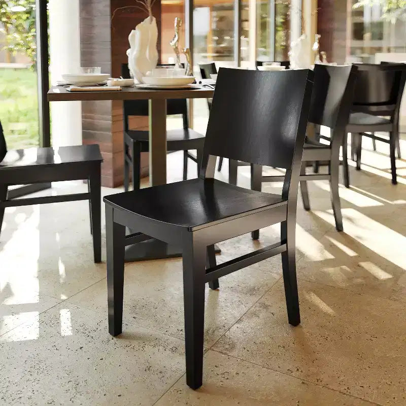Sedie da pranzo in faggio massiccio di grado commerciale con schienali curvi – Set di 2