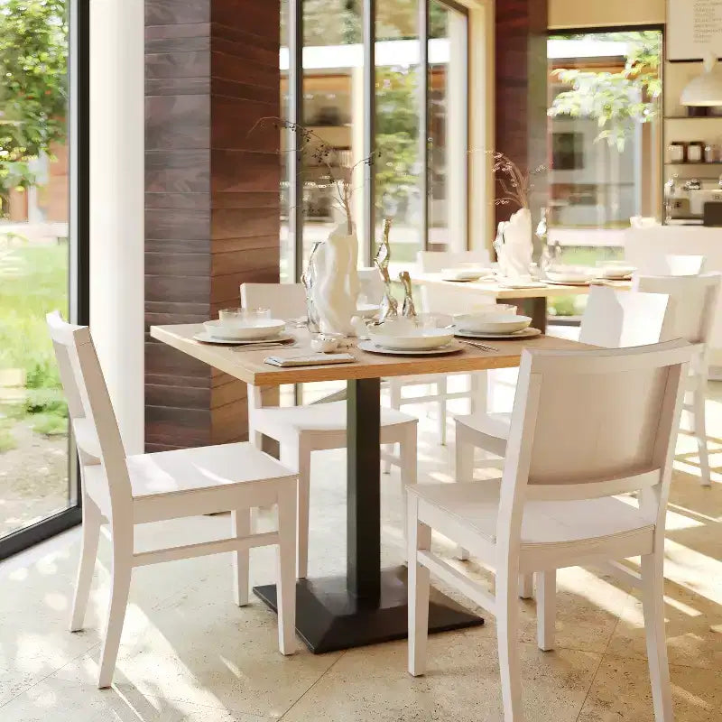Sedie da pranzo in faggio massiccio di grado commerciale con schienali curvi – Set di 2