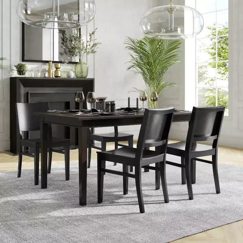 Sedie da pranzo in faggio massiccio di grado commerciale con schienali curvi – Set di 2