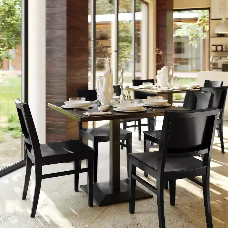 Sedie da pranzo in faggio massiccio di grado commerciale con schienali curvi – Set di 2