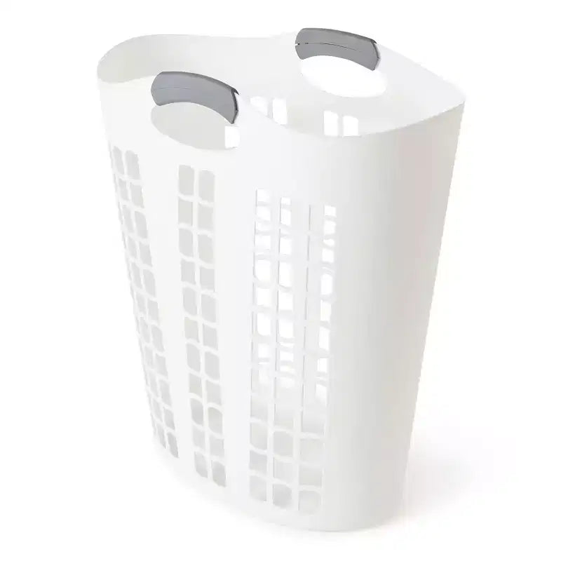 Cesto portabiancheria in plastica ventilato da 87,5 litri con manici – Bianco, confezione da 5 pezzi