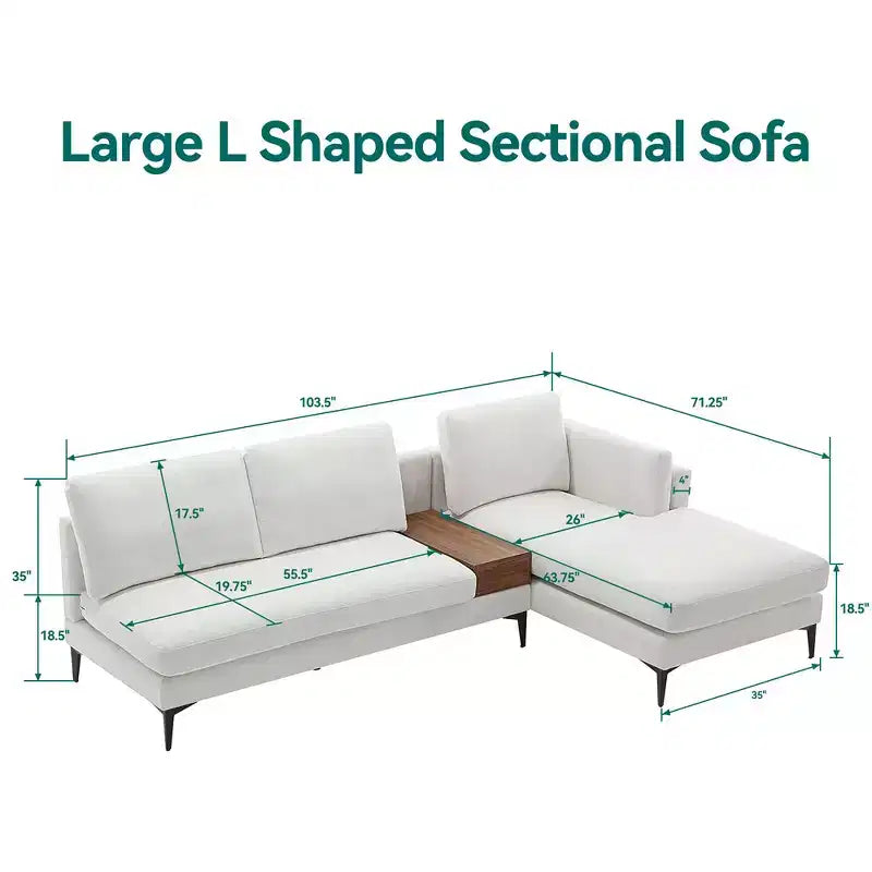 Divano componibile minimale a 3 posti con chaise longue reversibile a L – Lino