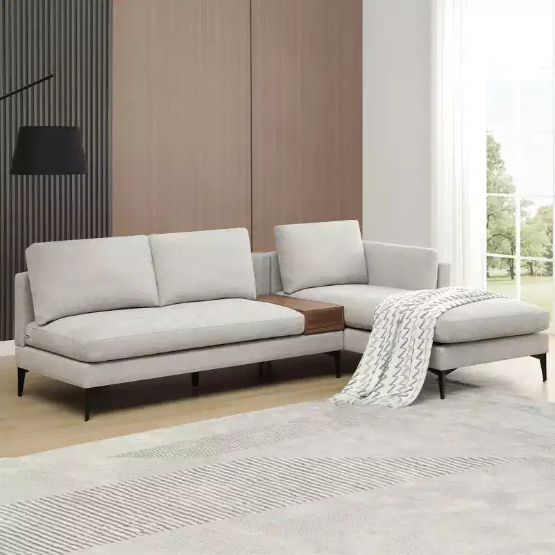 Divano componibile minimale a 3 posti con chaise longue reversibile a L – Lino