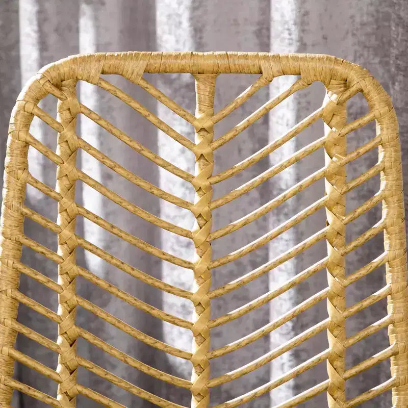 Sgabelli da bar moderni in rattan e vimini con base in acciaio – Set da 2, stile Bohemien