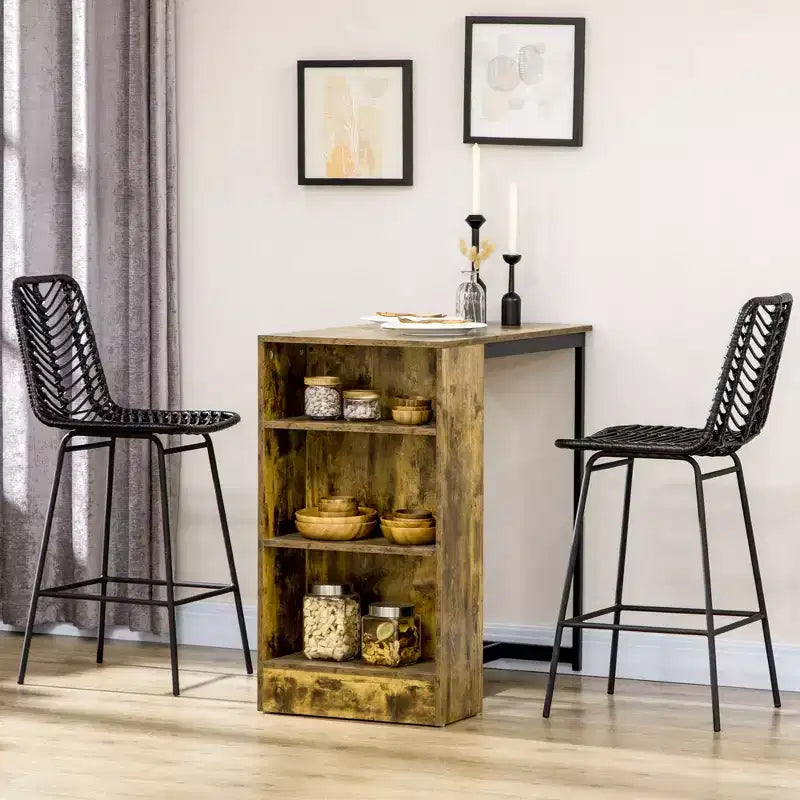 Sgabelli da bar moderni in rattan e vimini con base in acciaio – Set da 2, stile Bohemien