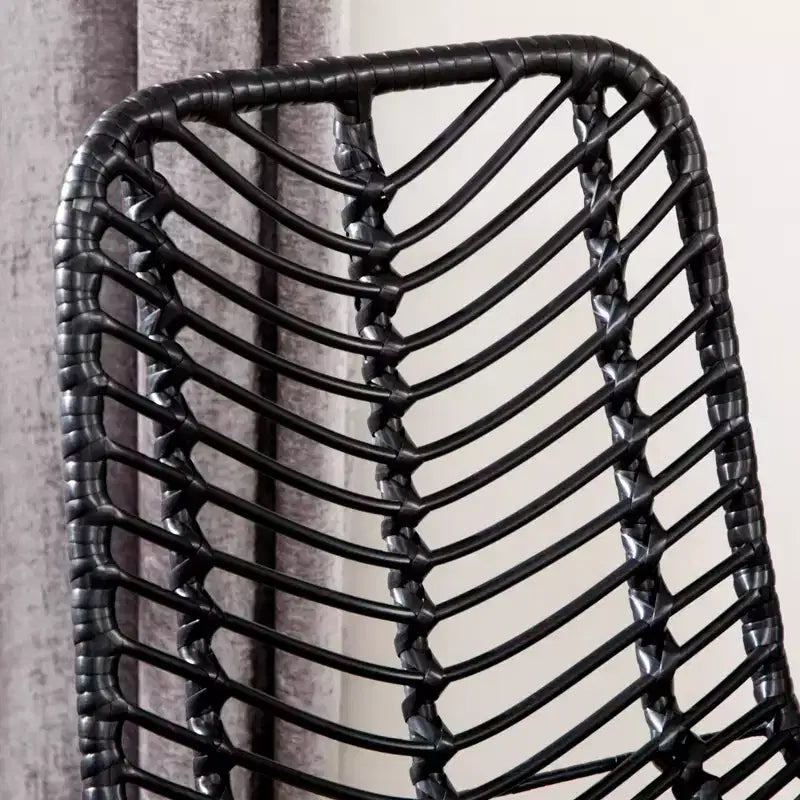 Sgabelli da bar moderni in rattan e vimini con base in acciaio – Set da 2, stile Bohemien
